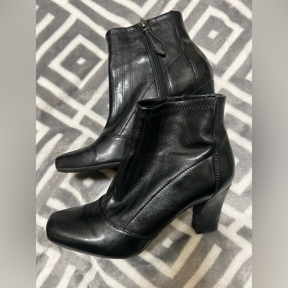 Franco Sarto Black Leather Ankle Boots